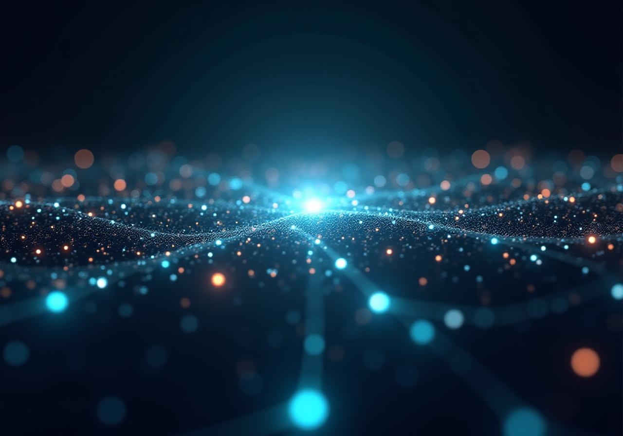 Abstract visualization of data nodes and predictive neural paths